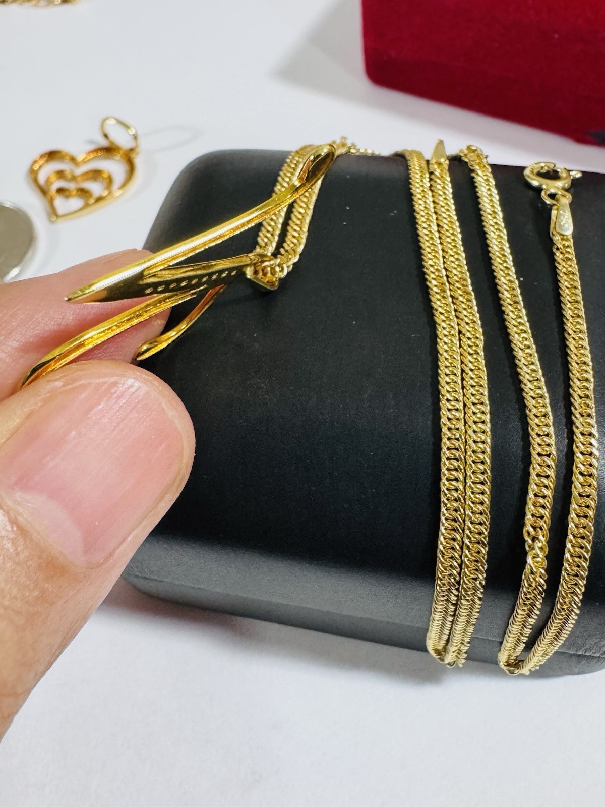 18K 750 Genuine Gold Letter N Set Necklace 15.6/16” Inch Long 4.54g 2.2mm