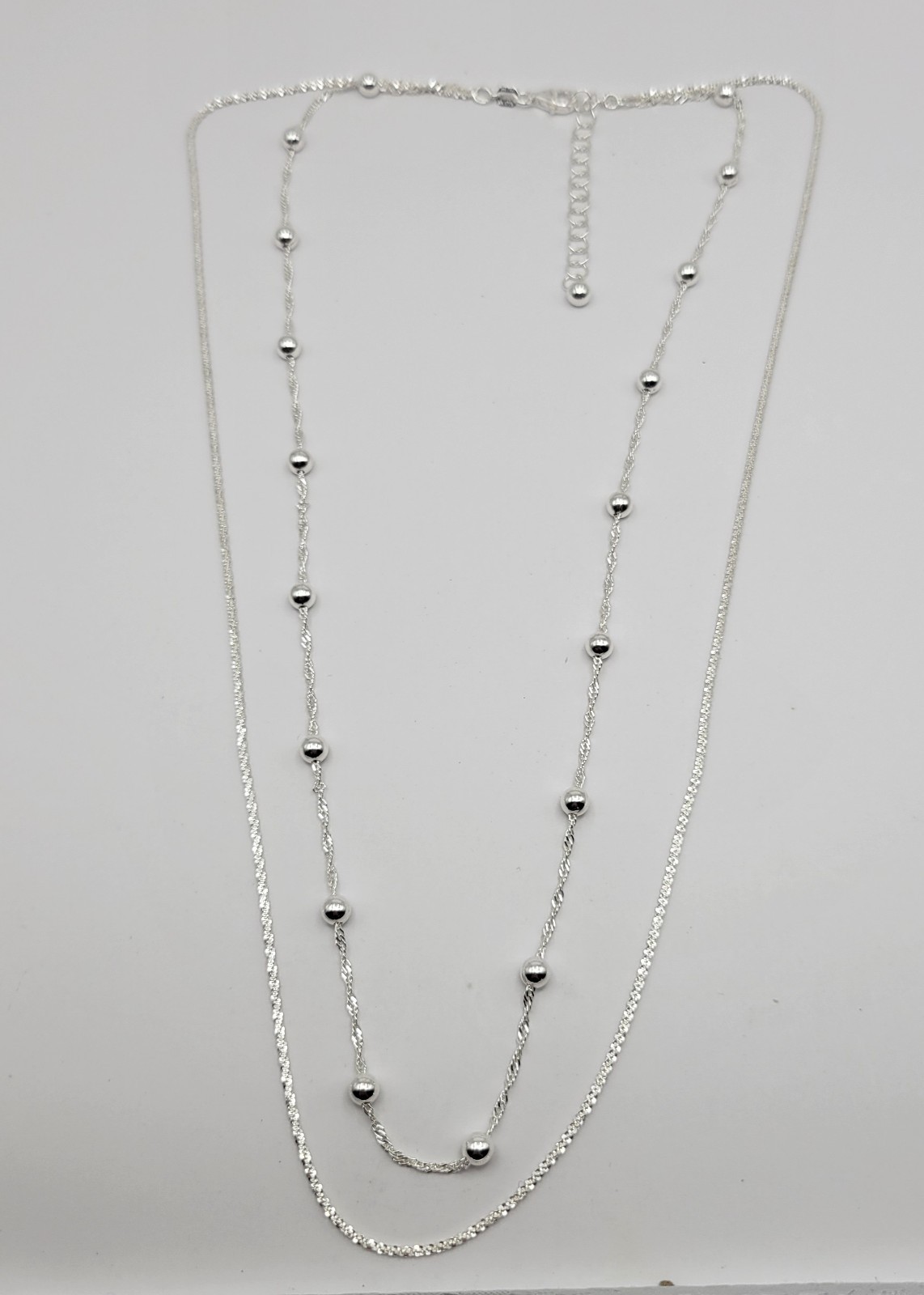 JTV Sterling Statements Silver Multi 2 Strand Layered Station Necklace ~ 20″