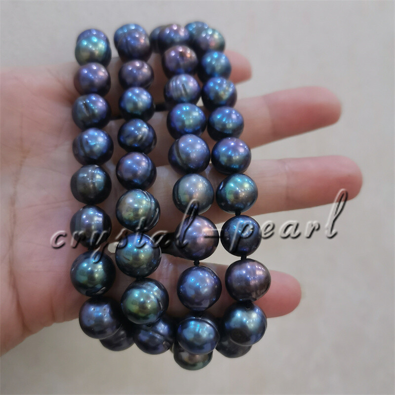 36″ 30 ” 22″20″ 18″ natural 9-10 mm AAA+ Tahitian black PEARL NECKLACE 14K GOLD