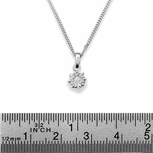 14k white gold solitaire pendant necklace set with 0.02 carats H/SI diamond