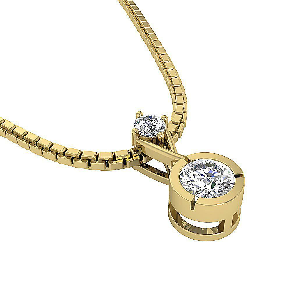 Solitaire Pendant I1 G 0.40 Carat Natural Diamond Rose Gold Prong Bezel Set
