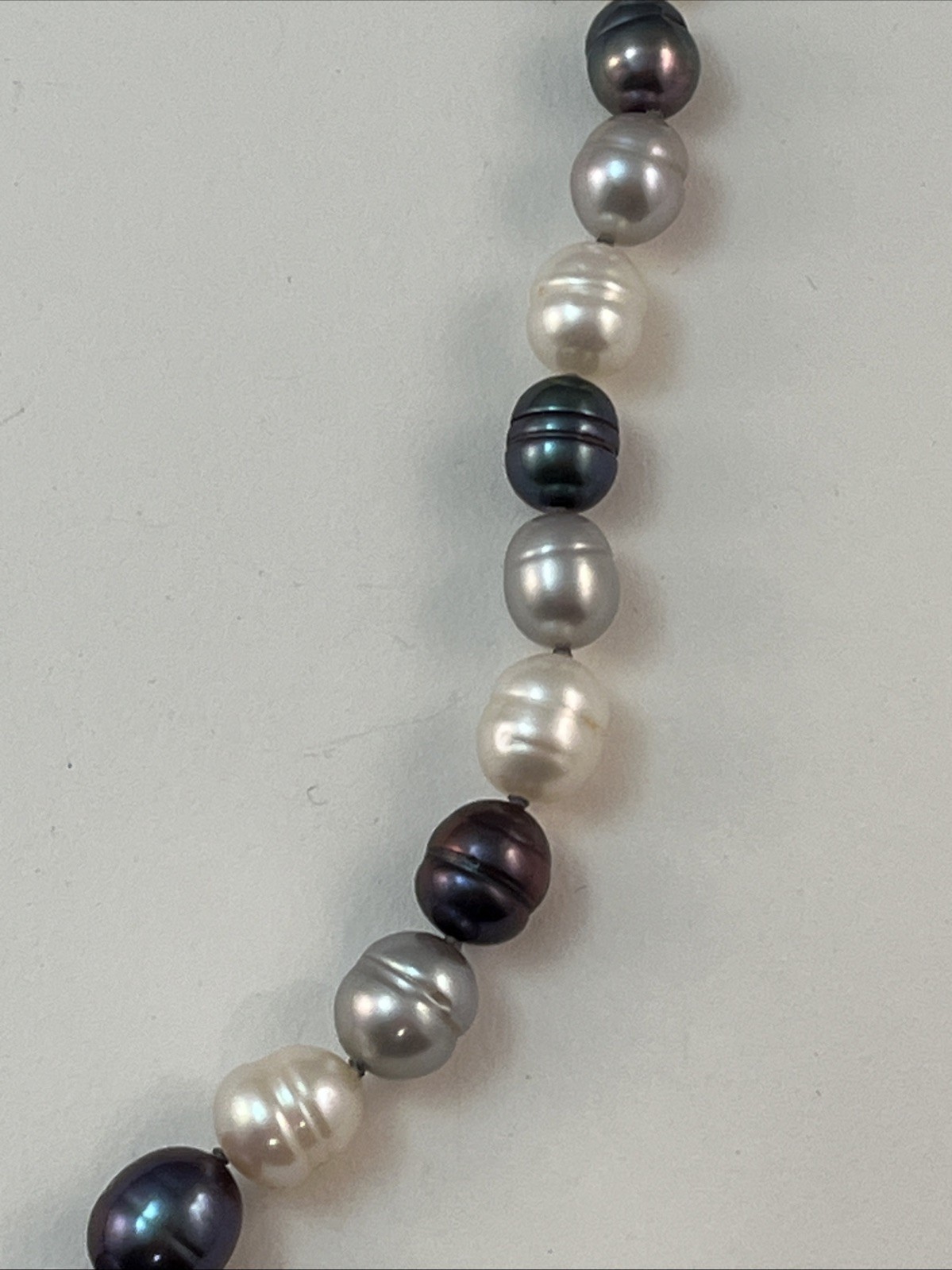 HONORA 925 Sterling Silver Black Gray White Graduated Pearl Necklace 20″