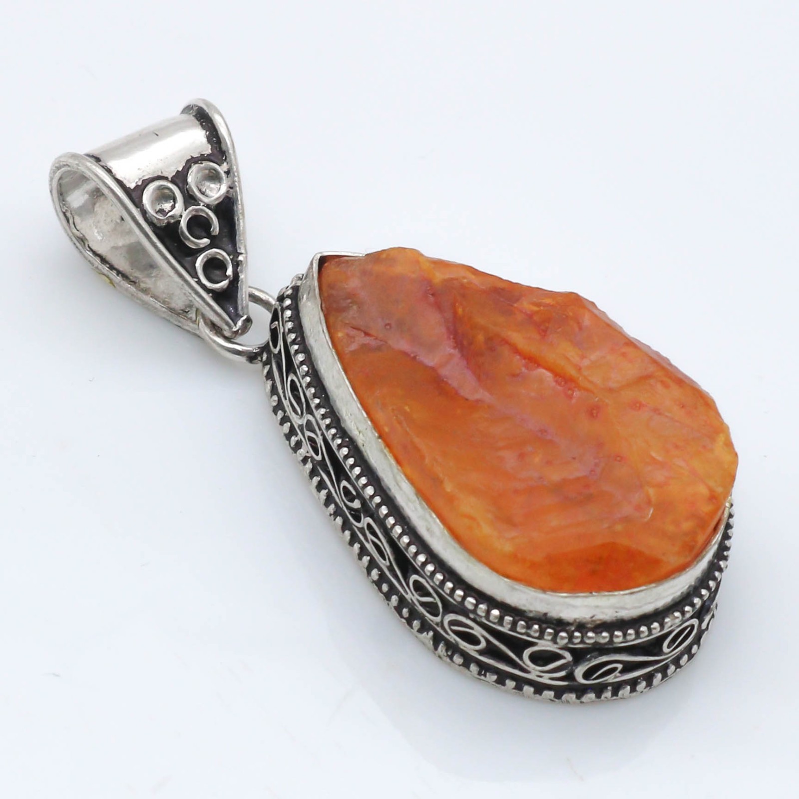 Citrine Raw Gemstone Handmade Pendant 925 Sterling Silver Jewelry Size 2″