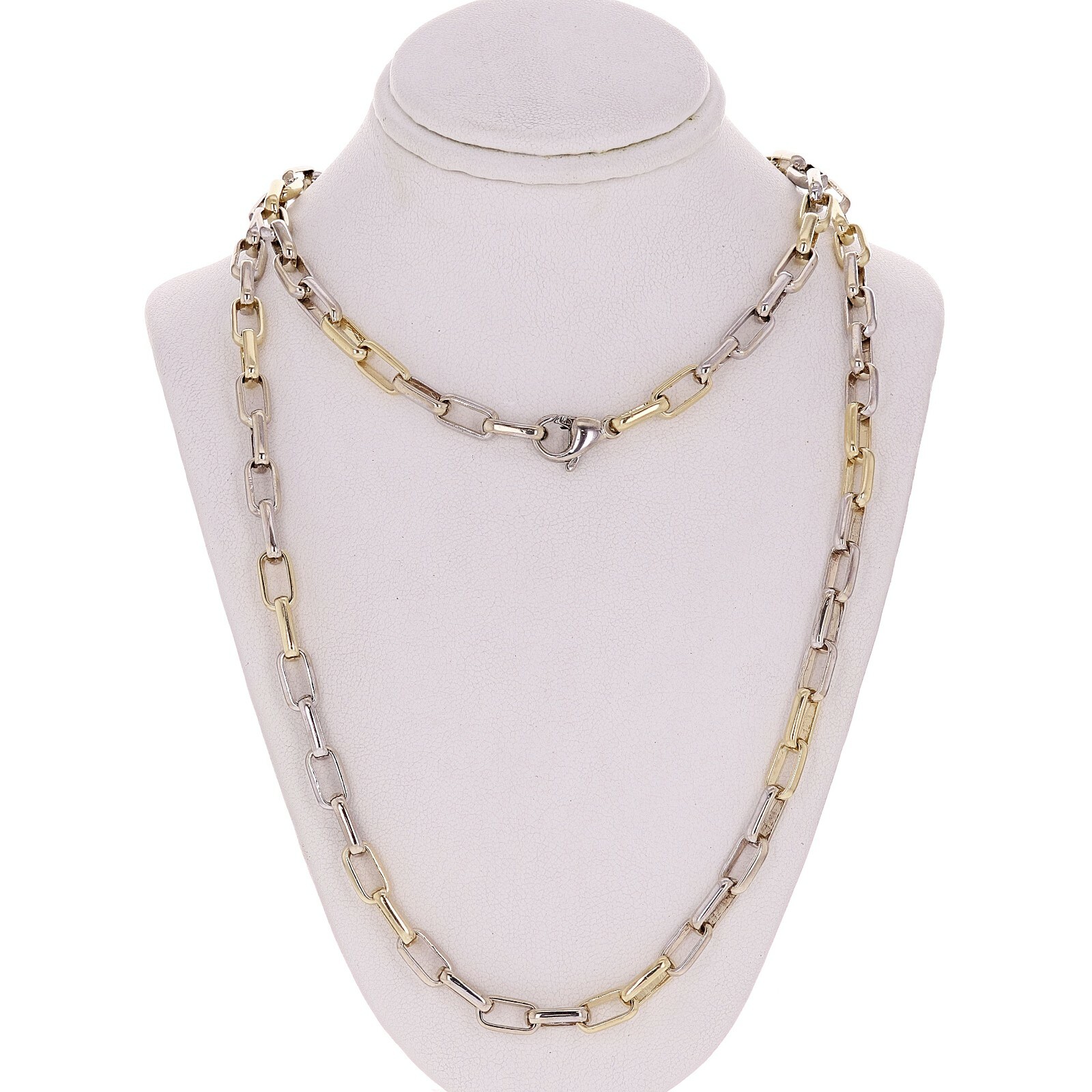 14k Two Tone Gold Handmade Fashion Link Necklace 24″ 5.6mm 40.3 grams