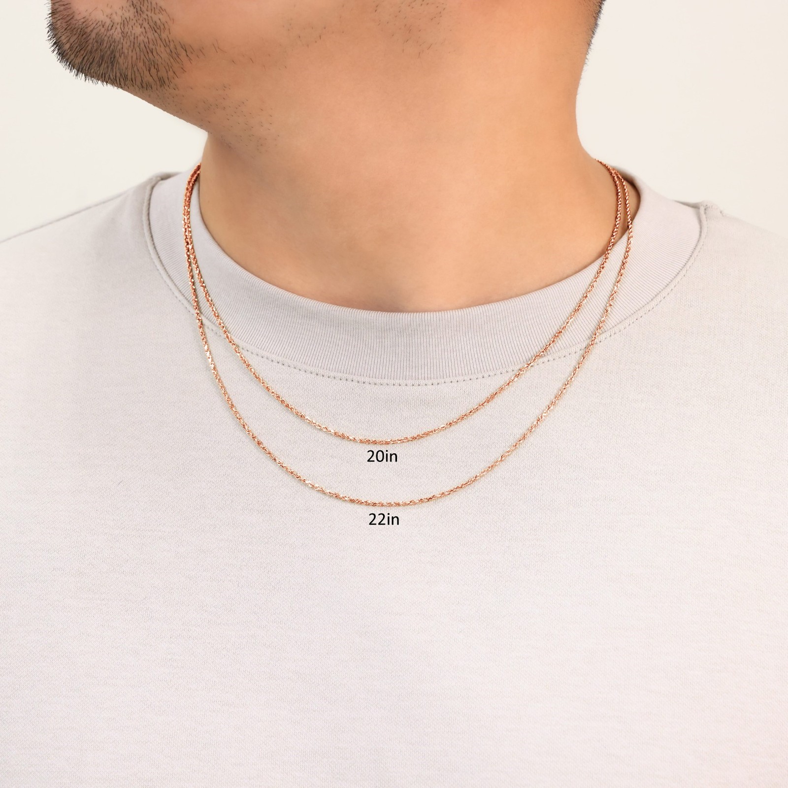 14K Rose Gold Womens 1.5mm Thin Diamond Cut Rope Chain Pendant Necklace 14″- 26″