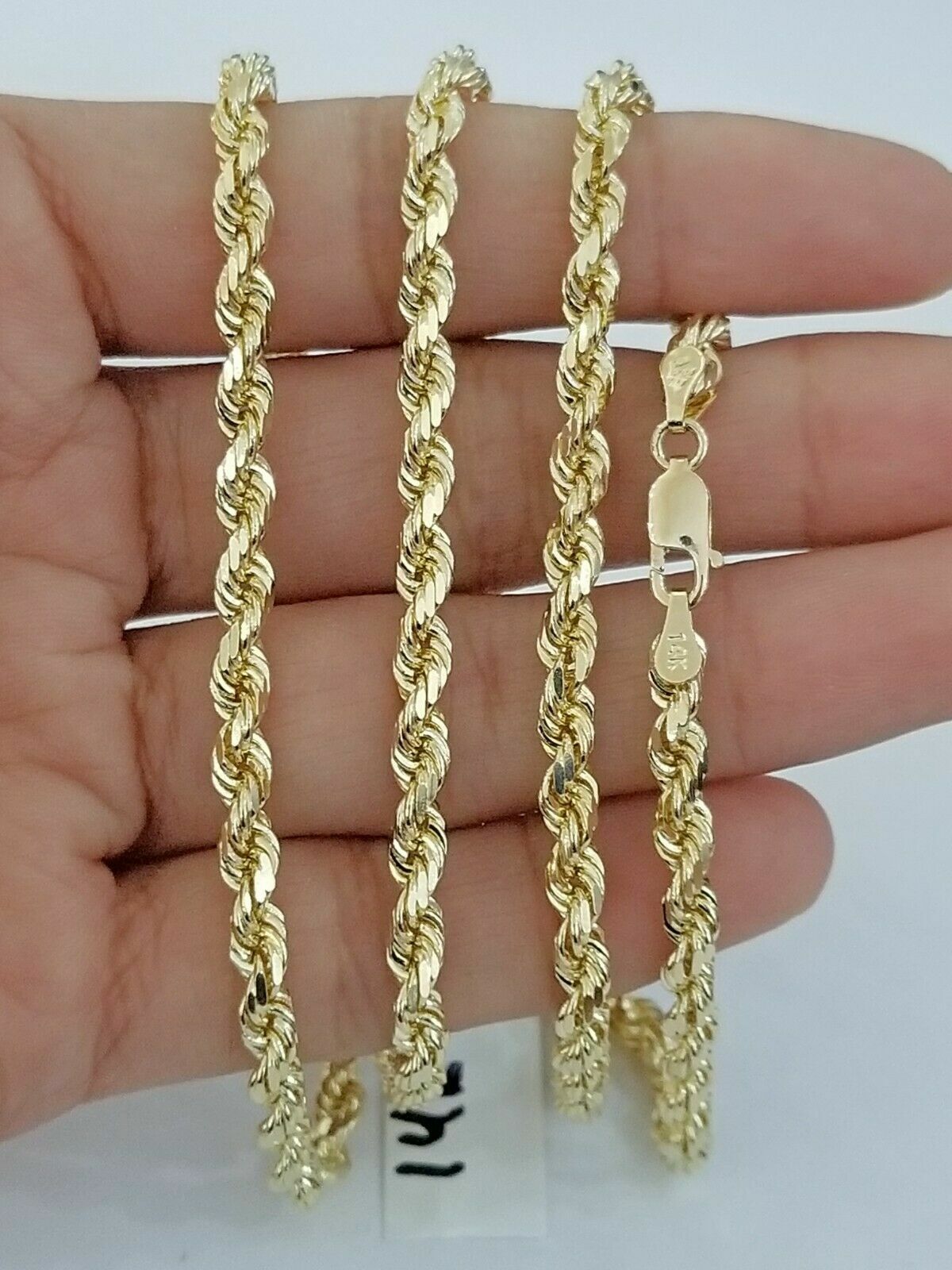 10k Gold Rope Chain 2mm-8mm Necklace 16-30 Inch men women Diamond cut Real Sale