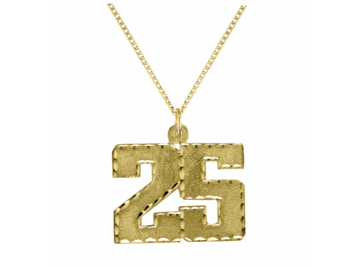Personalized Number Pendant Necklace 20mm Sterling Silver or Yellow Gold Plated
