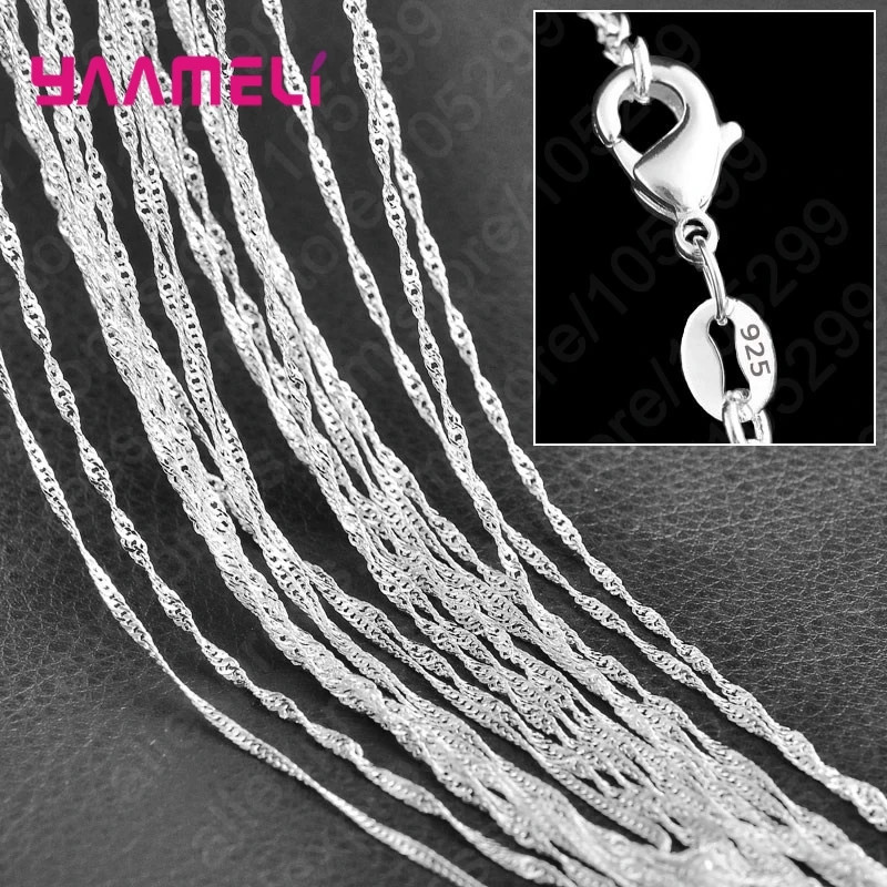 10PCS Wholesale Pure 925 Sterling Silver Charm Link Chain Necklace Jewelry