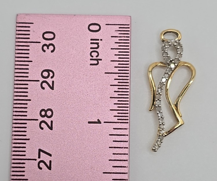 Vtg Heng Ngai 10k Yellow Gold Diamond Angel Pendant 1.54g Two-Tone Signed HN
