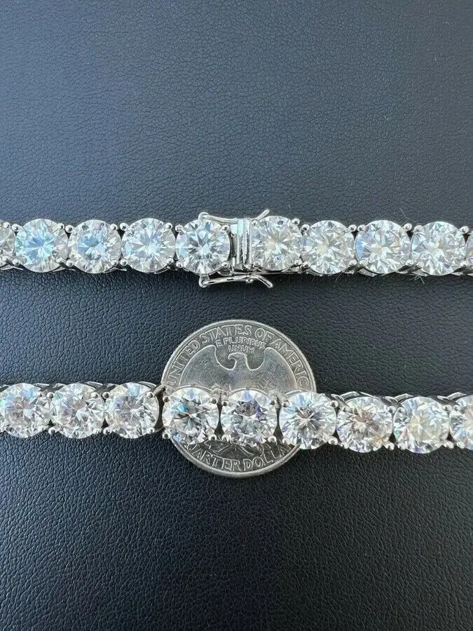 25Ct Real 4mm VVS1 Moissanite Tennis Chain Necklace 925 Sterling Silver 18 in