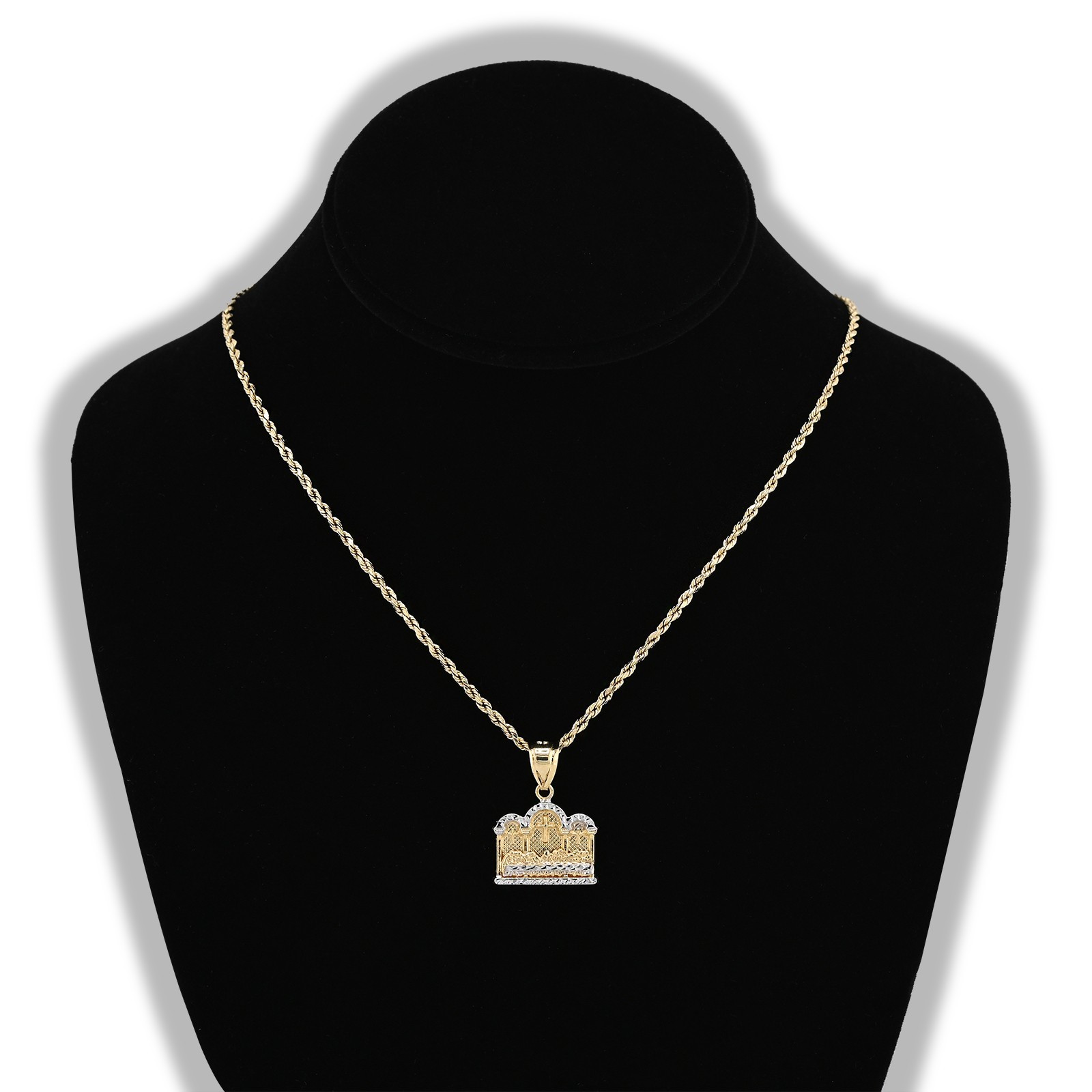 10k Yellow & White Gold Diamond-Cut Mens Last Supper Pendant Religious 2g Charm