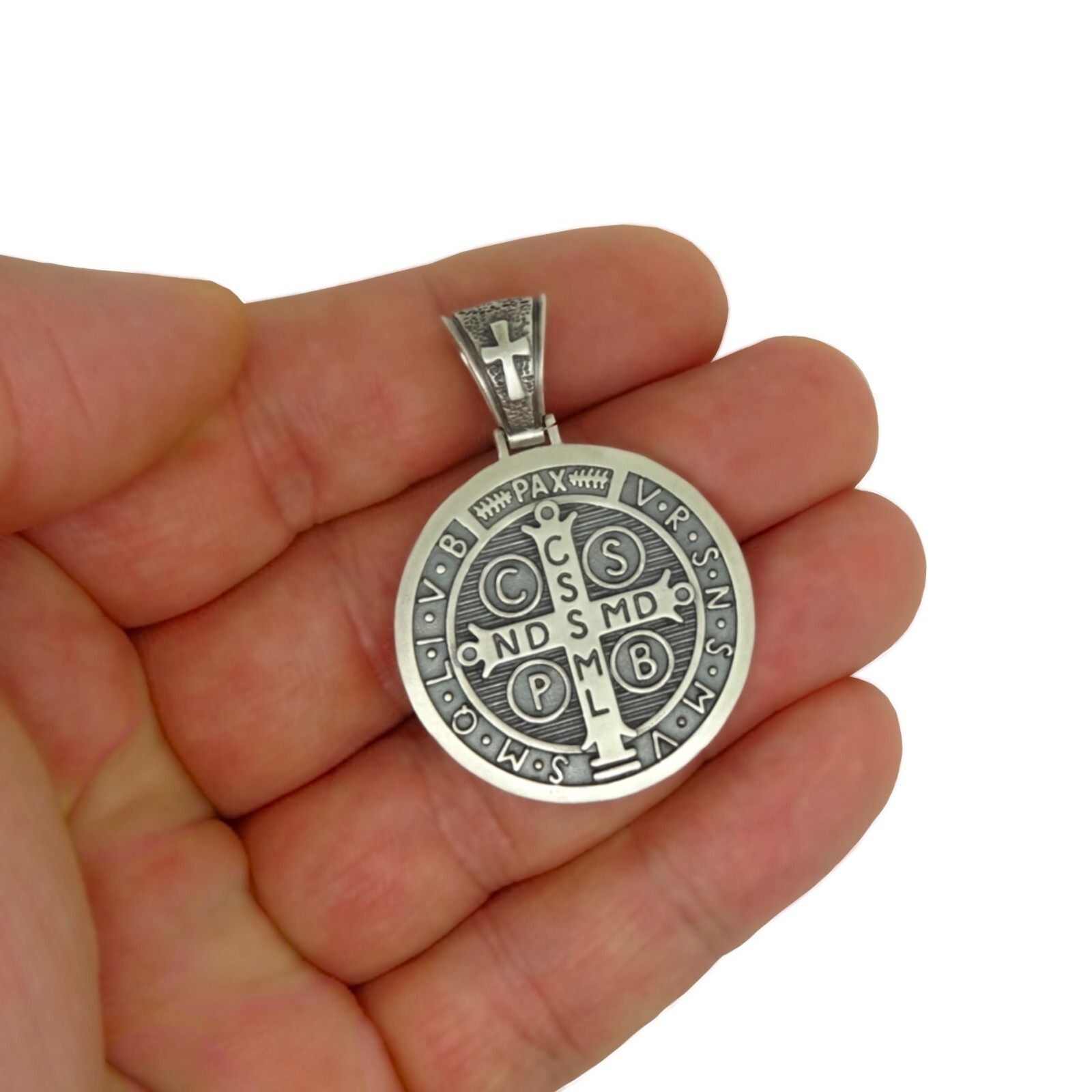 Saint Benedict Men’s Woman’s Silver 925 Pendant Medal Cross Exorcism with Chain