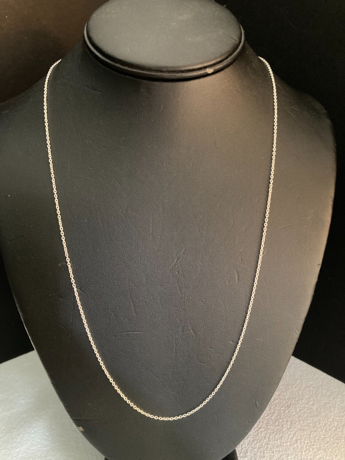 .925 Sterling Silver Adjustable up to 24″ Oval Link Chain Necklace 1mm 3.8g