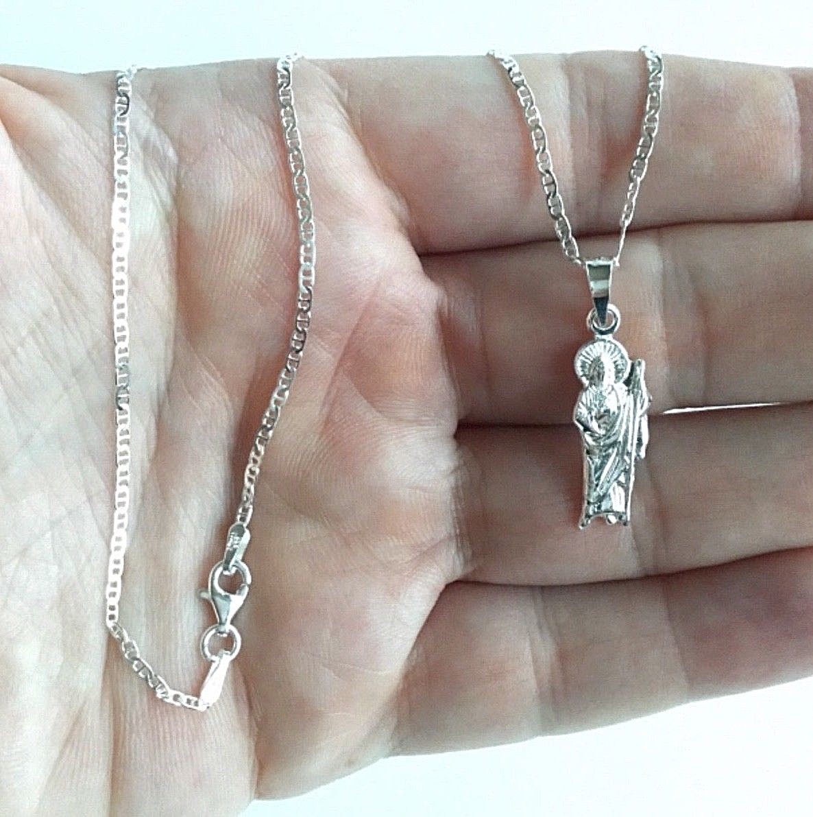 925 PLATA CADENA DE SAN JUDAS 20″ LARGO / SAINT JUDE NECKLACE 20” LONG – 30x8mm