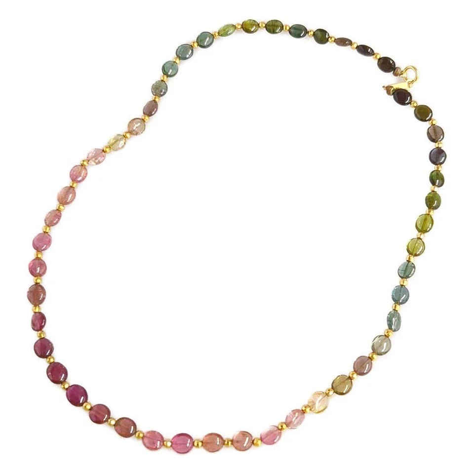 Multicolor Tourmaline Necklace Pendant K18YG/750 – 9.4g Yellow Gold From Japan