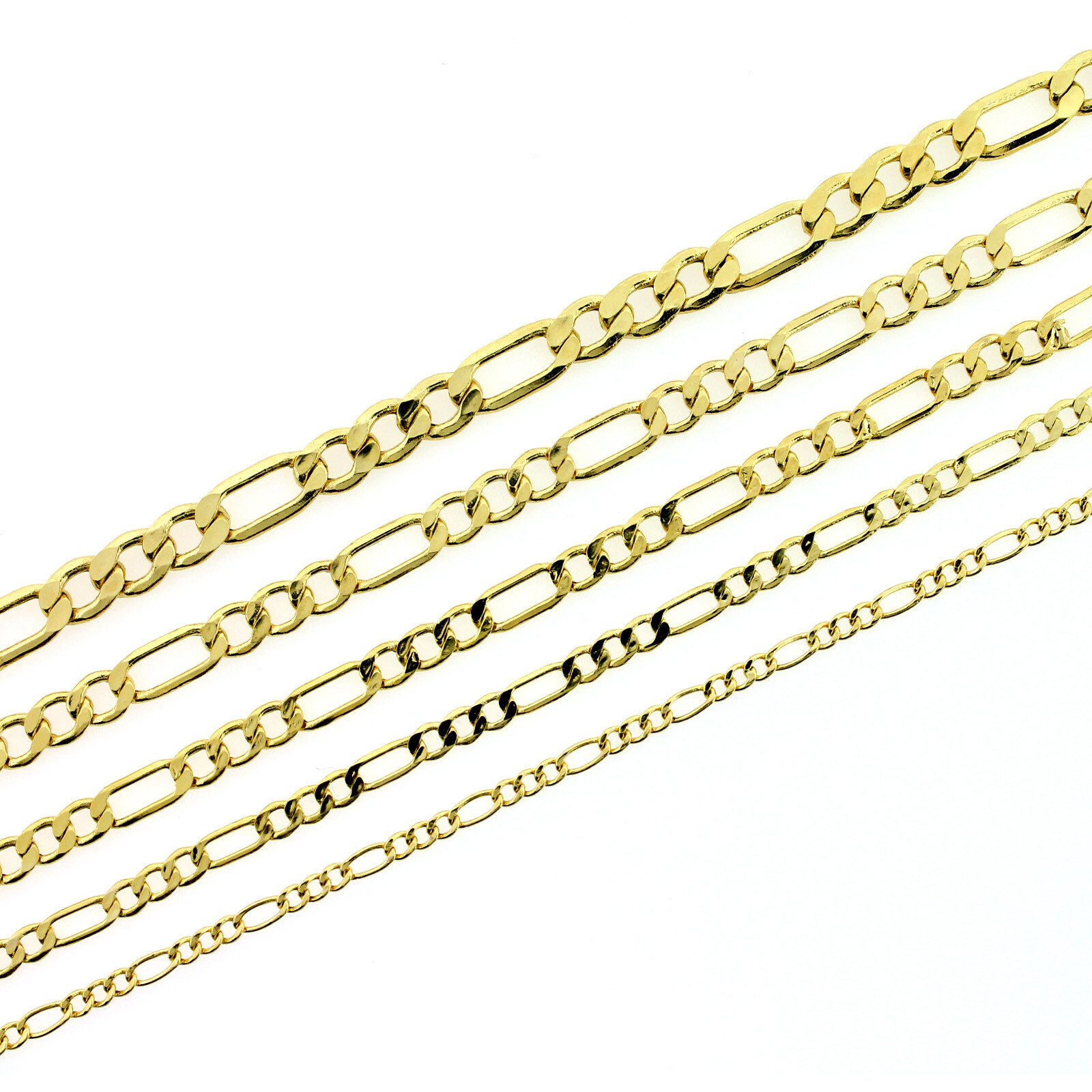 Real 10K Yellow Gold 2mm – 6.5mm Figaro Link Chain Pendant Necklace 16″- 30″