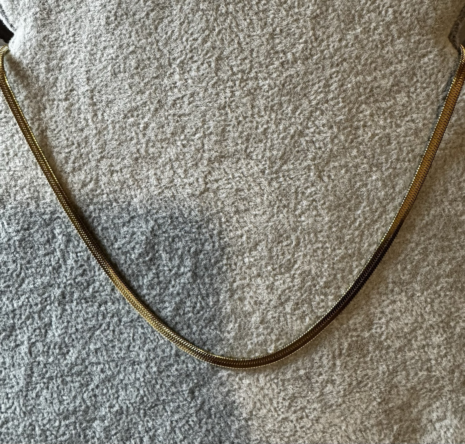 18K Gold Plated Flat herringbone Chain Necklace fashion Jewelry 16” new in box