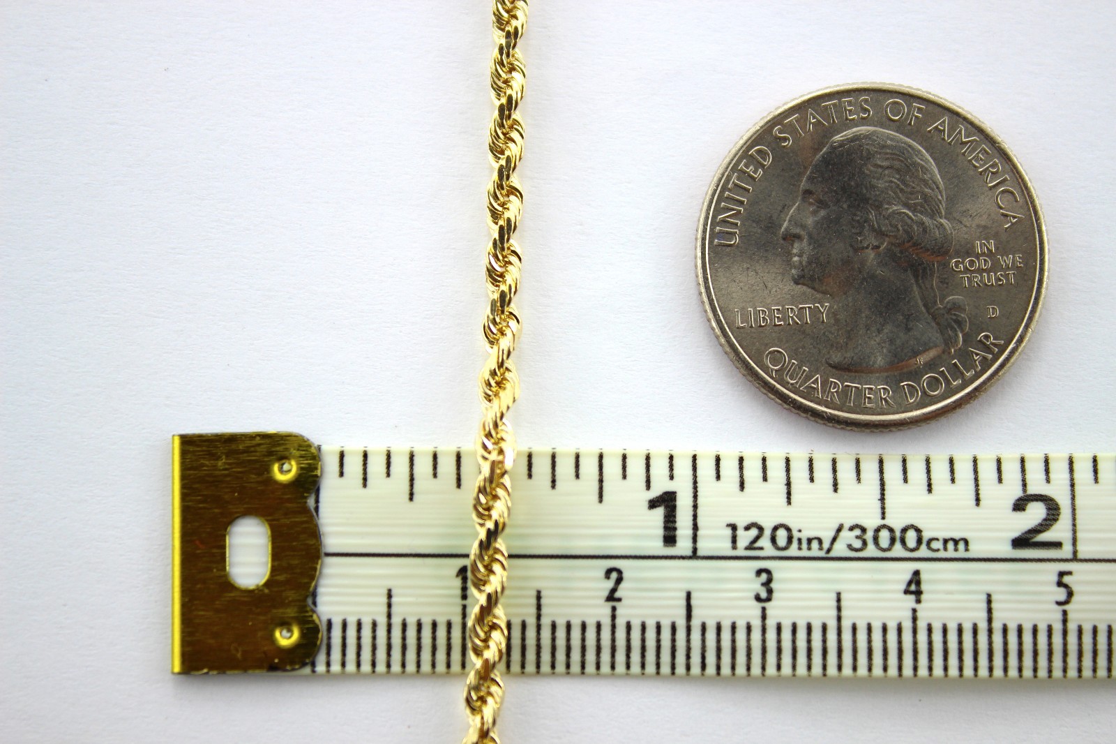 10K Yellow Gold Rope Twist Link Chain Necklace 2mm ~ 7mm 16″ ~ 30″