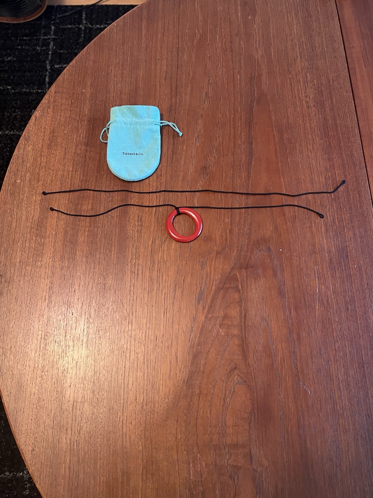 Tiffany & Co. Elsa Peretti Sevillana Pendant Red Lacquer Japanese Hardwood