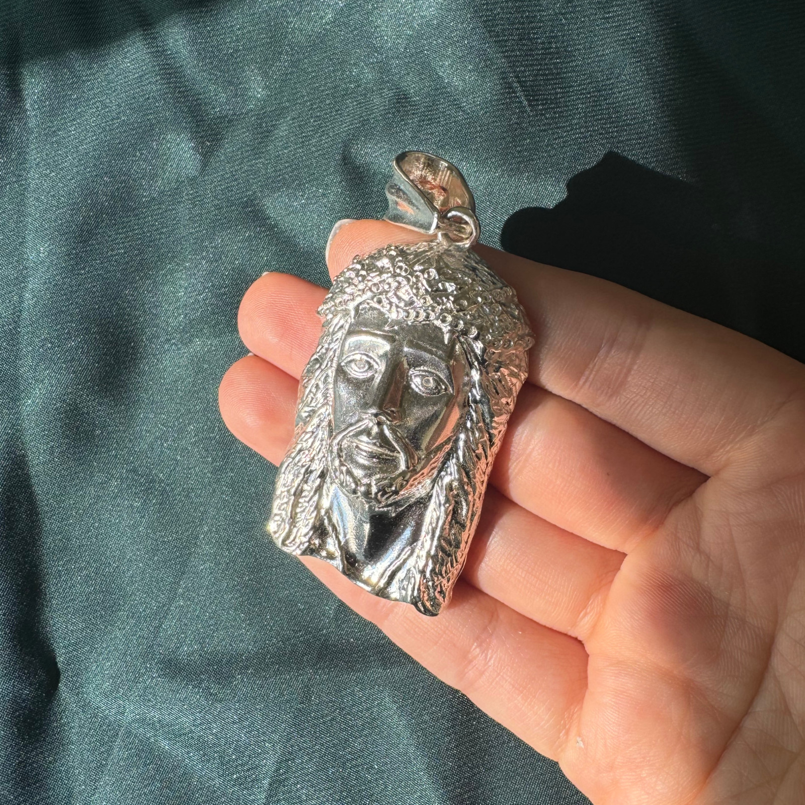 Jesus Head 925 Sterling Silver pendant, Religious Charm
