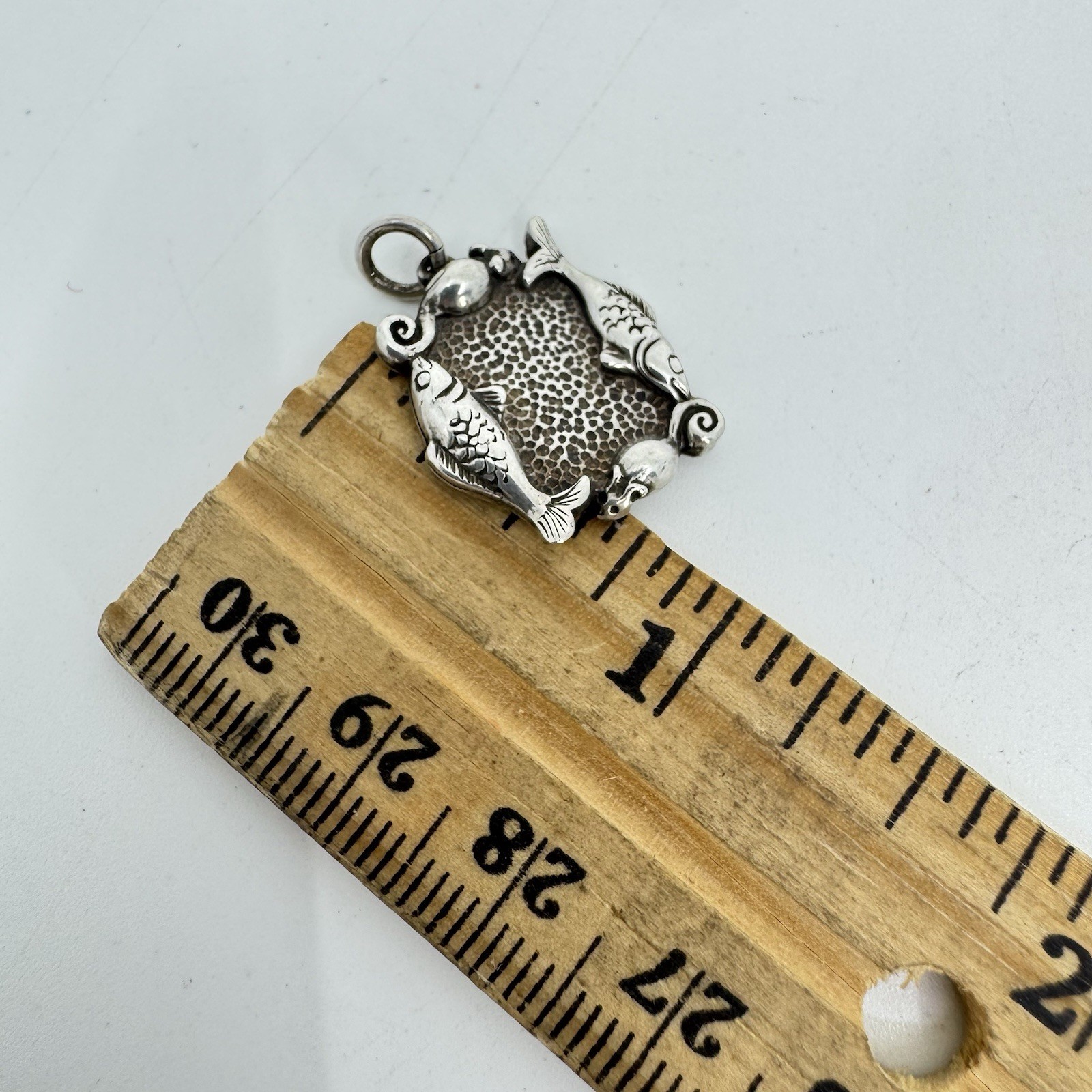 Fish Mouse Kitty Cat Pet Photo Frame Locket Picture Holder Pendant Sterling VTG
