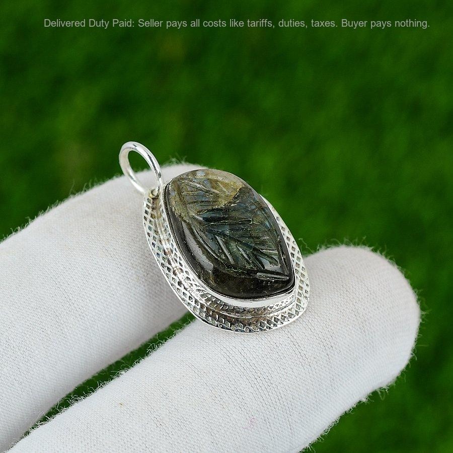 Labradorite Gemstone Third Eye Chakra Bezel Wife Pendant Jewelry Sterling Silver