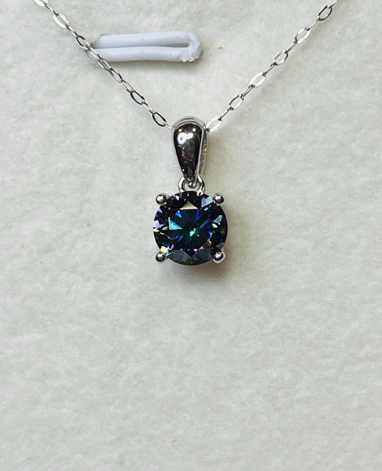 925 Sterling Silver 1 CTW VVS1 Dark Blue Purple Moissanite Pendant Necklace
