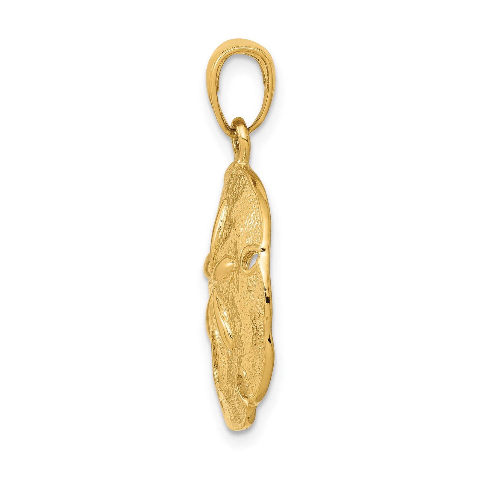 14k Yellow Gold Sand Dollar Pendant Ocean Nautical Sea Life Coastal Charm