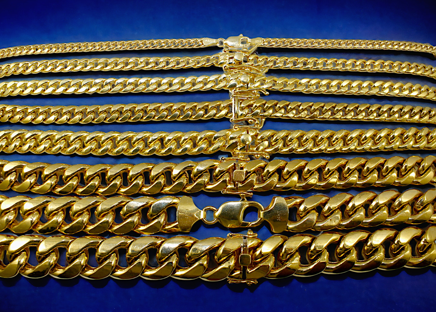 14K Yellow Gold 3mm-15mm Miami Cuban Link Chain Necklace All Sizes Real 16″-30″