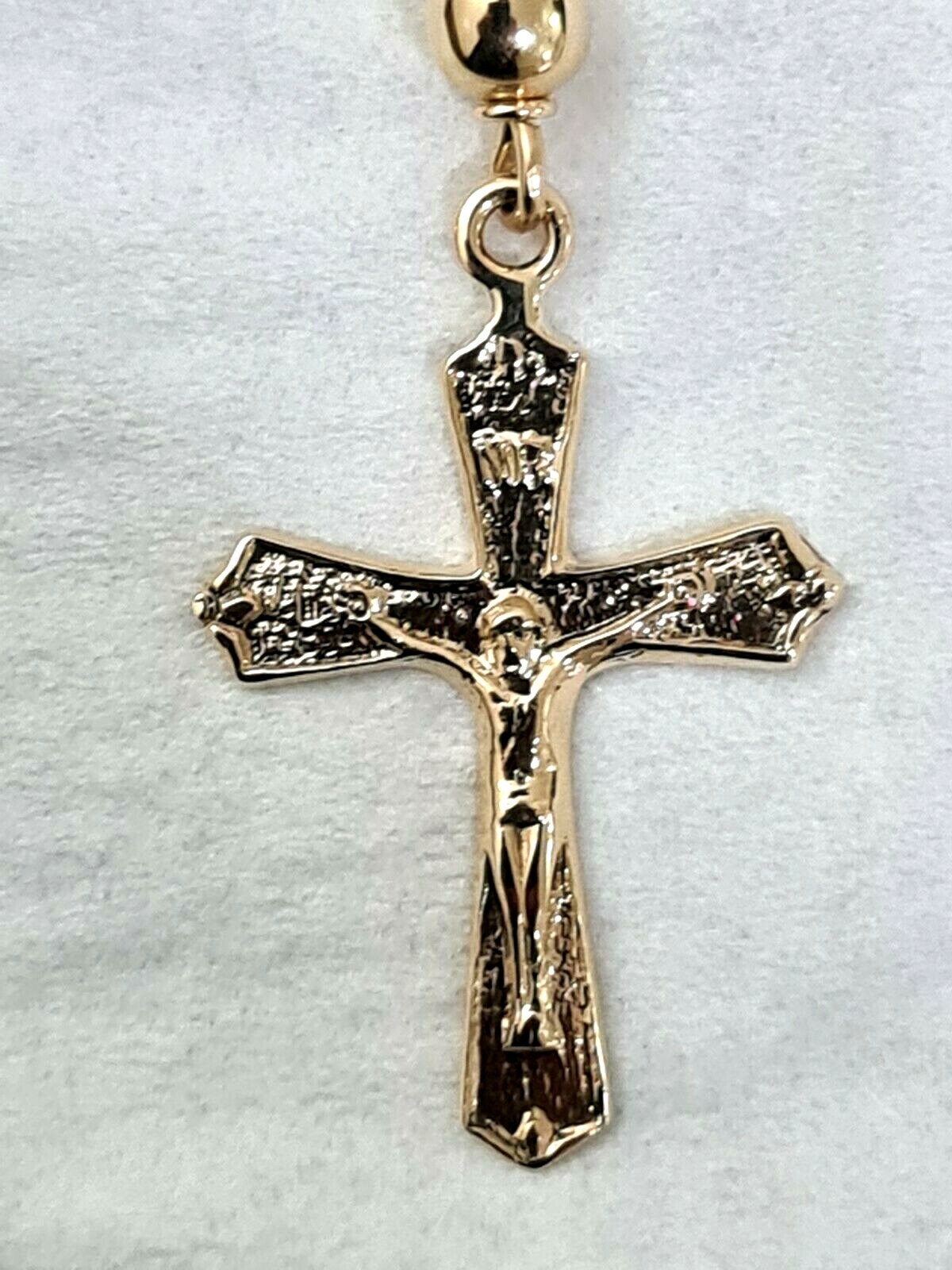 Genuine New 9ct Yellow Gold Ball Rosary Bead Chain Necklace Religious 70cm