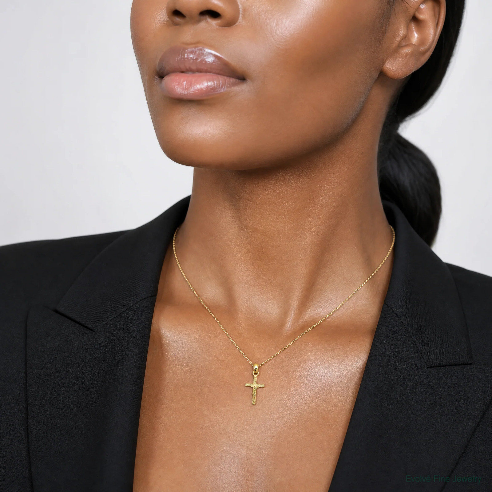 10K / 14K Yellow Gold Mini Crucifix Charm