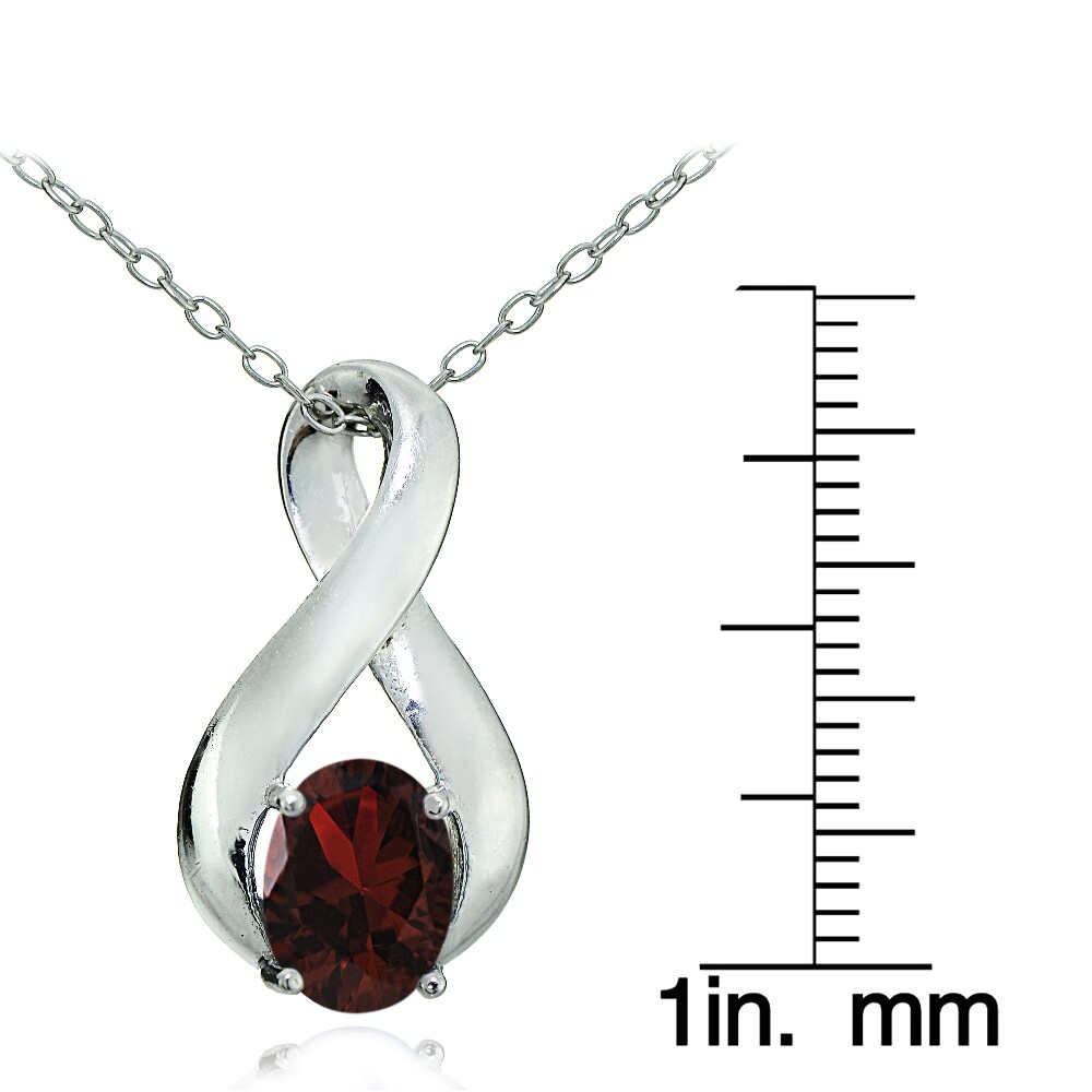 Sterling Silver Garnet Polished Infinity Necklace