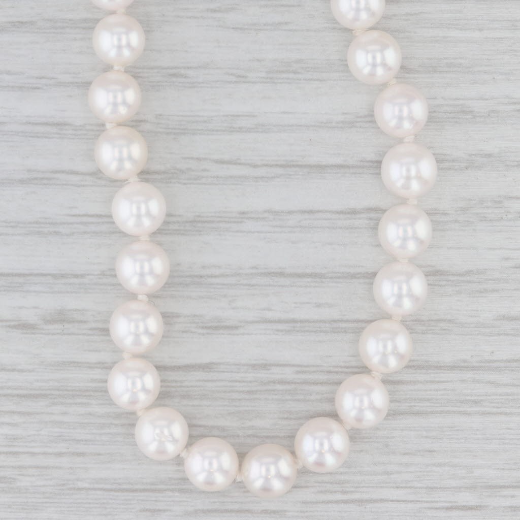 Cultured Pearl Bead Single Strand Necklace 14k Yellow Gold 30″ 6.7 mm