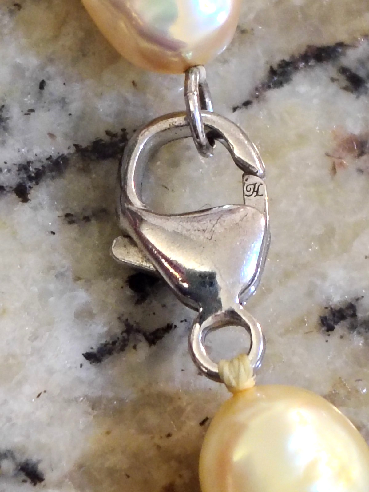 Honora Champagne gold freshwater pearl necklace 925 sterling silver clasp 22″ L.