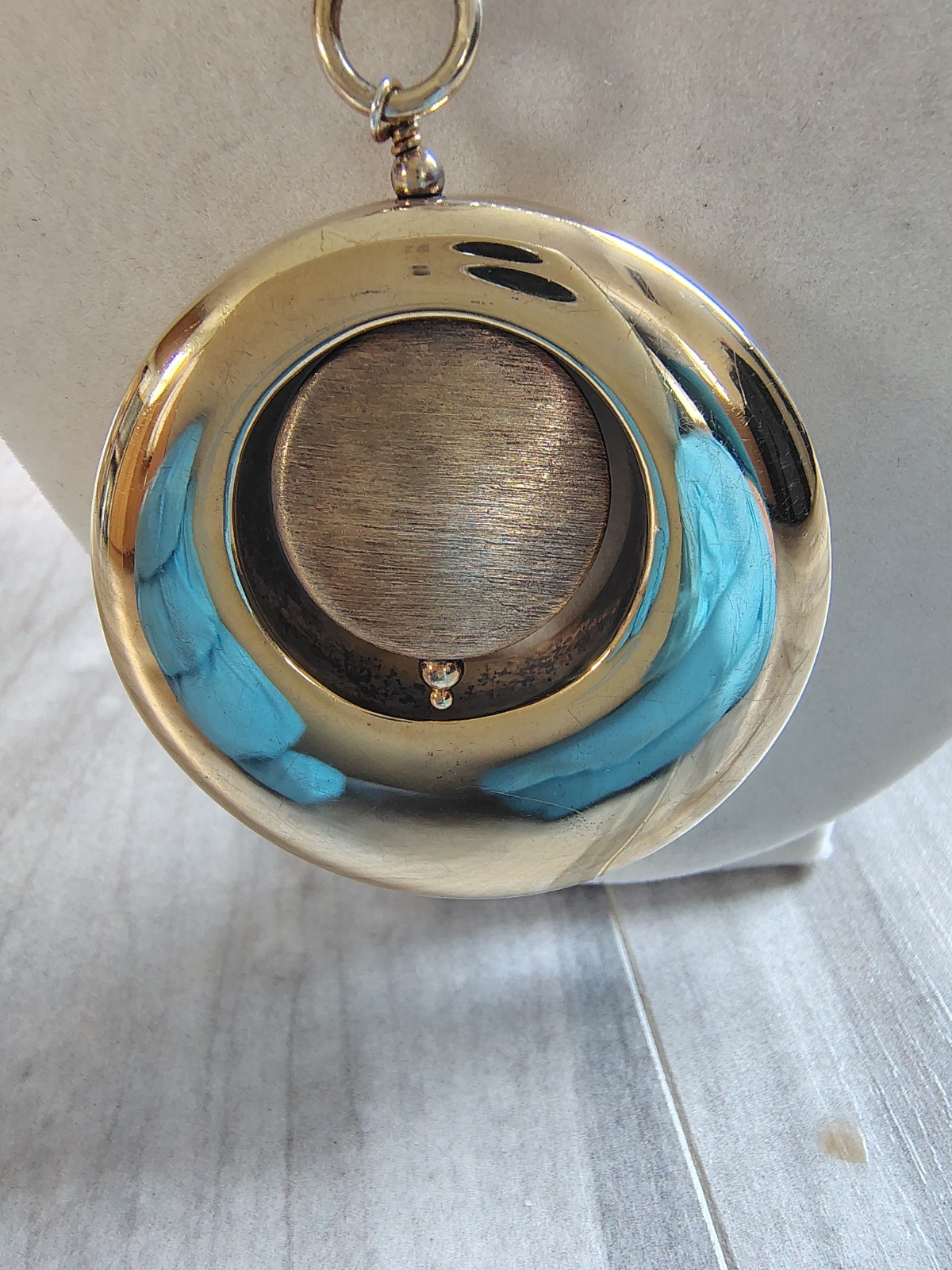 ​Vtg 925 Sterling Silver Gold Vermeil Spinner Pendant Necklace Italy 29g 24″
