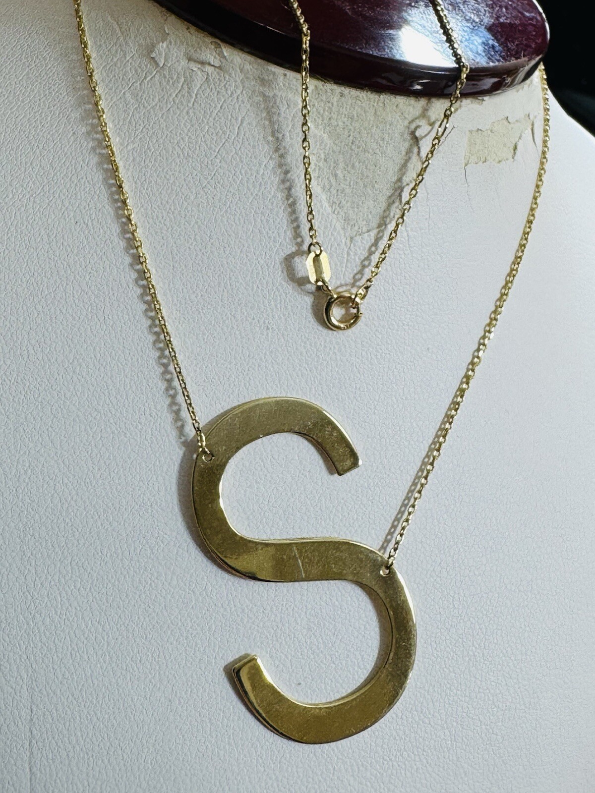18K 750 Fine Pure Gold Letter S initial Necklace 16.5/17.5” Long 1mm 4.2g