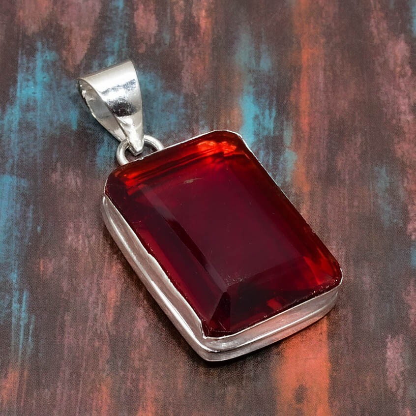 Mozambique Garnet Gemstone Handmade Jewelry Pendant 1.70″
