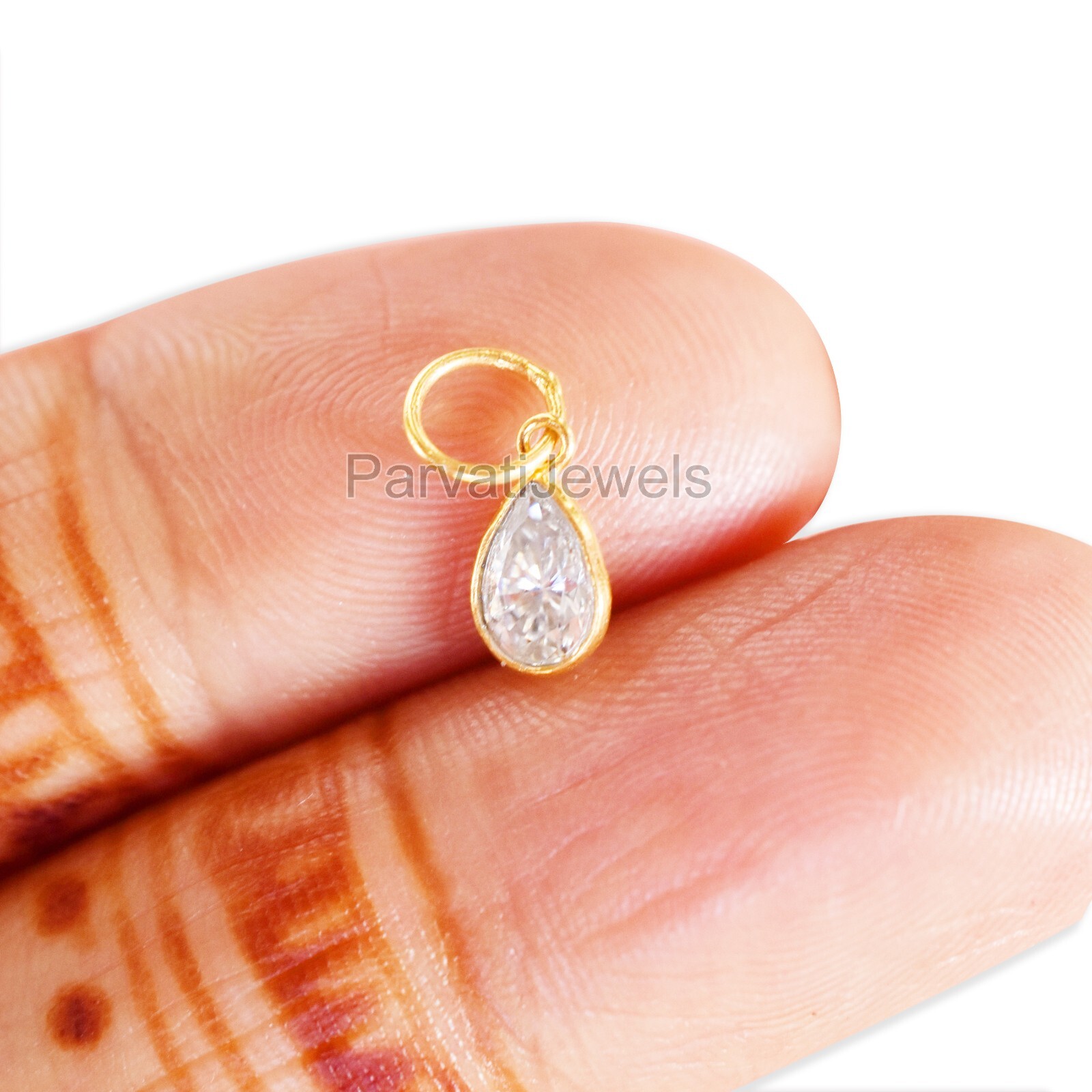 1 Pc Natural Moissanite 18K Gold Drop Shape Charm Pendant Jewelry
