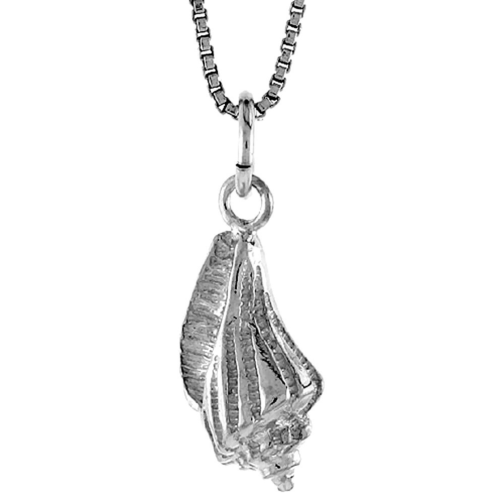 925 Sterling Silver Small Conch Sea Shell Pendant 5/8 (16mm) Inch Tall