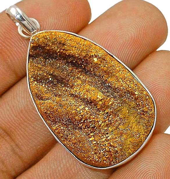 Natural Golden Aura Quartz 925 Solid Sterling Silver Pendant,