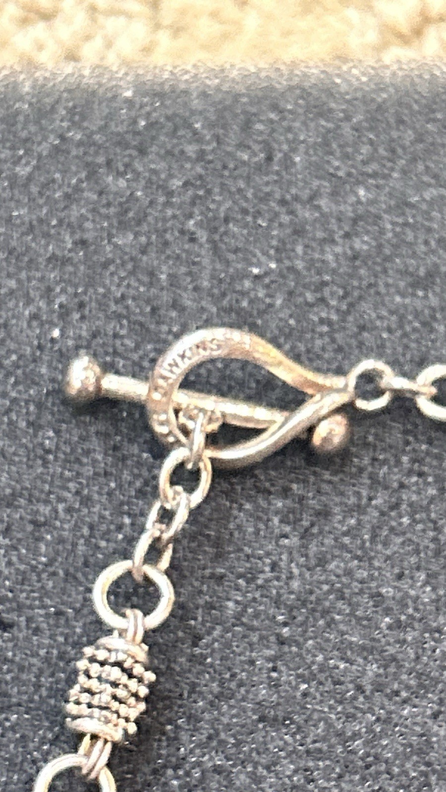 Michael Dawkins Sterling Silver Crystal MOP Adjustable Necklace Toggle Clasp 20”