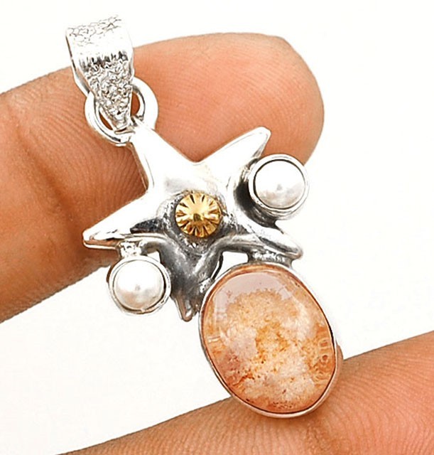 Natural Two Tone Lodolite Scenic Quartz 925 Solid Sterling Silver Pendant