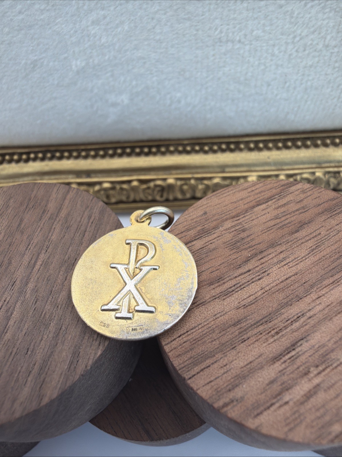 1089. Italian 925 Silver Jubilee 2000 Chi Rho Religious Metal Pendant