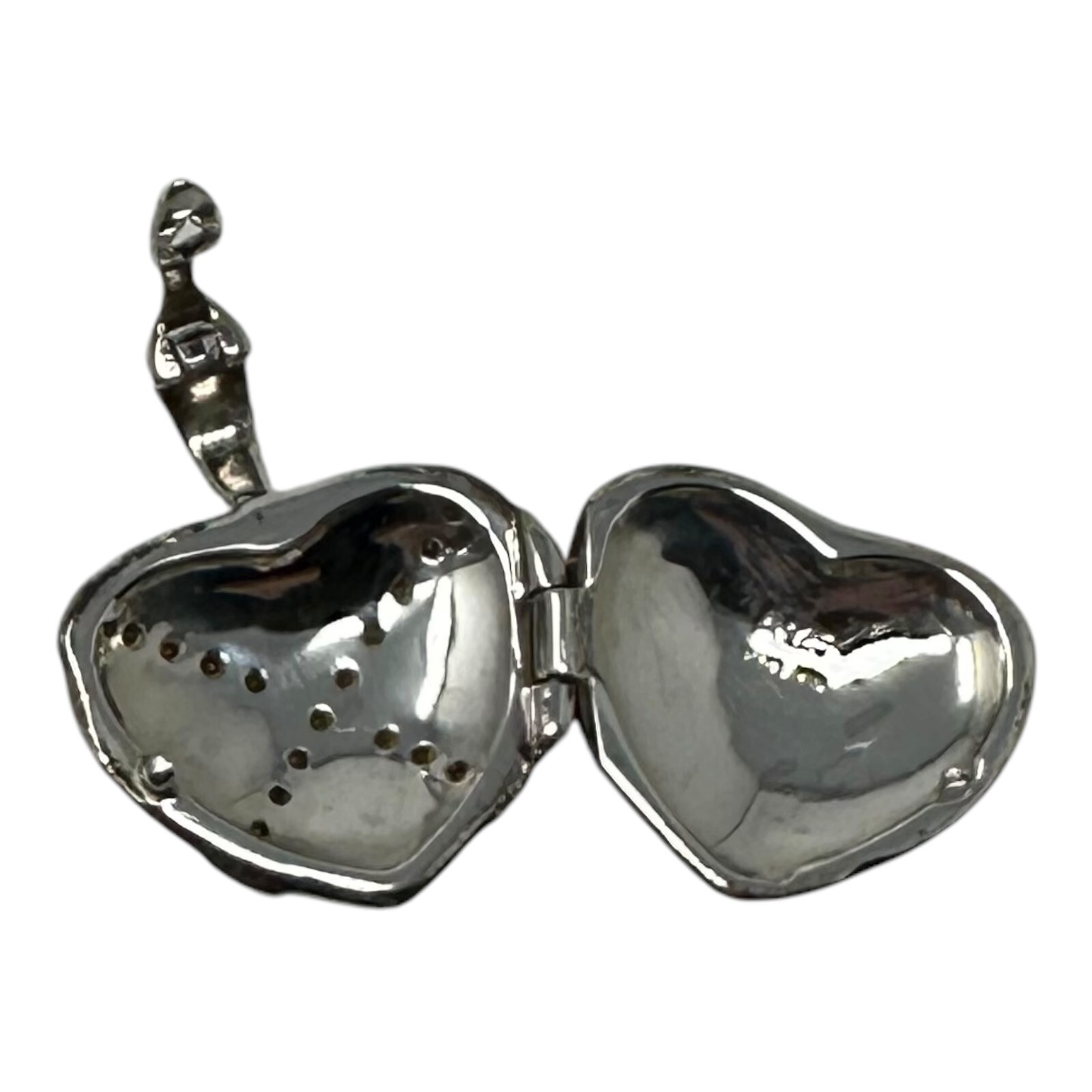 925 Marcasite Heart Enhancer Locket Sterling Silver CZ Pendant Thailand 8.48 g