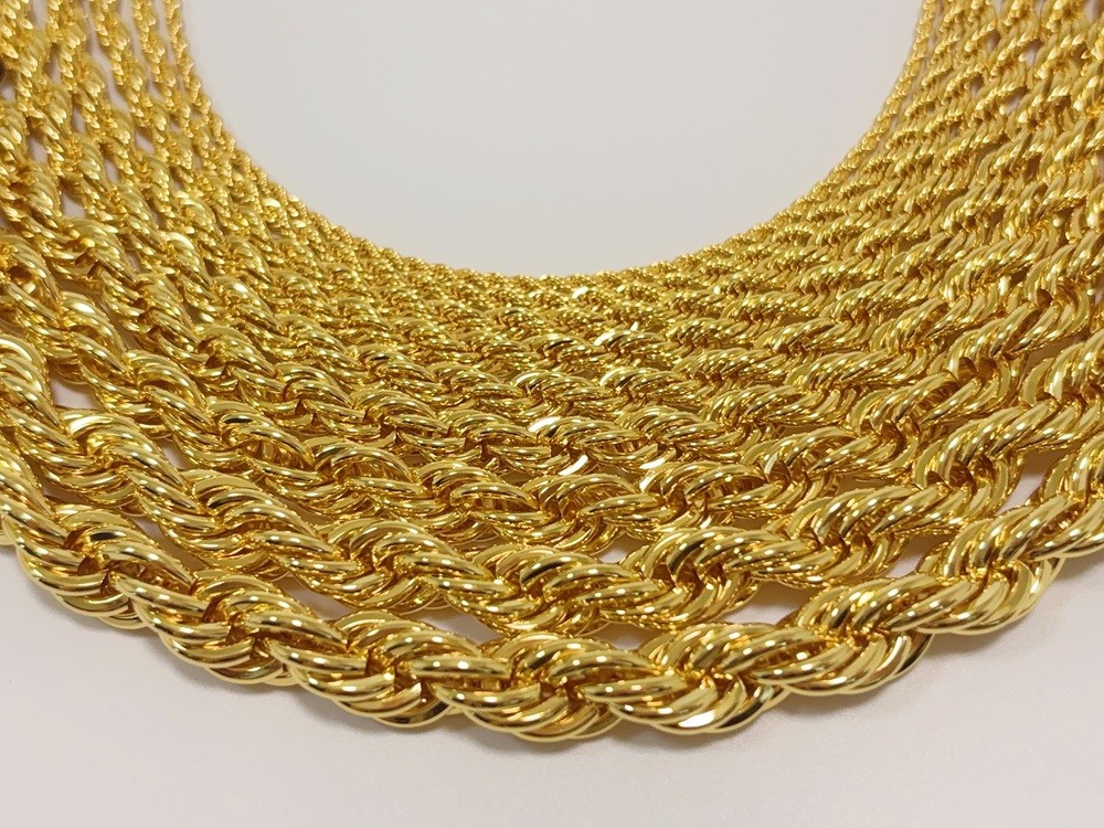 14K Yellow Gold Diamond Cut Rope 2mm-10mm Chain Link Bracelet 7″ 7.5″ 8″ 8.5″ 9″