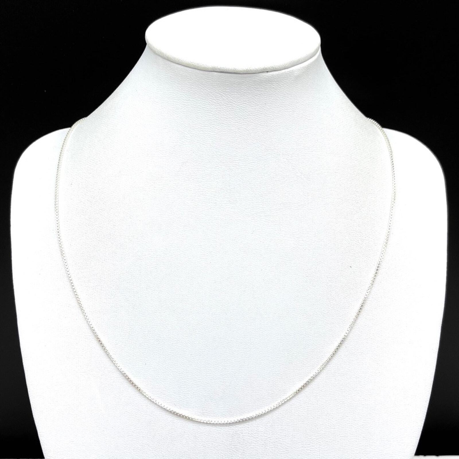 16” Ultra Skinny Thin Box Chain Necklace Solid Sterling Silver 925 Long Dainty