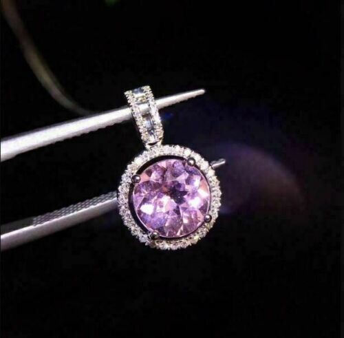 2Ct Lab-Created Pink Diamond Pendant 14K White Gold Plated 18” Free Chain
