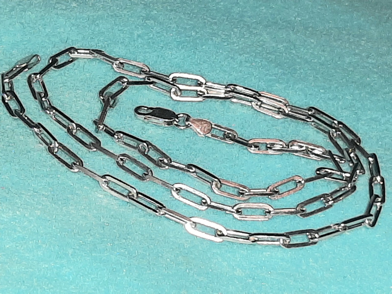 Long Paper Clip Necklace Chain 24 Inch 925 Sterling Silver Solid Necklace 17 Gr