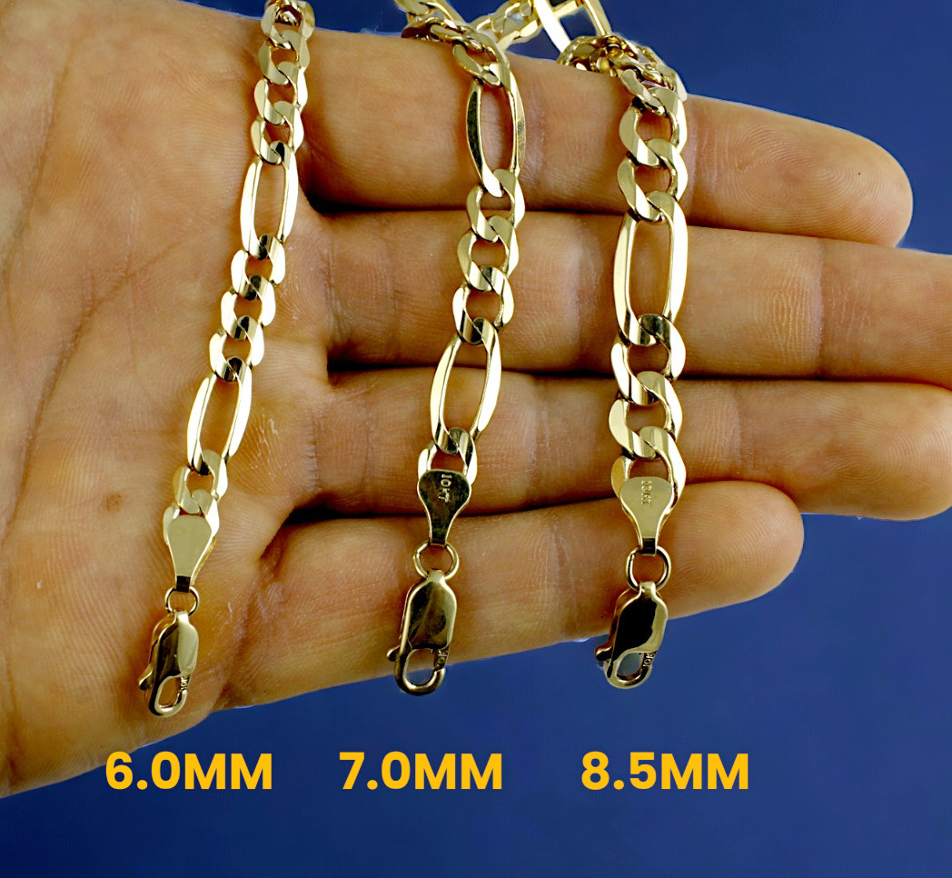 10K Yellow Gold 2mm-11mm SOLID Figaro Chain Necklace All Sizes Real Gold