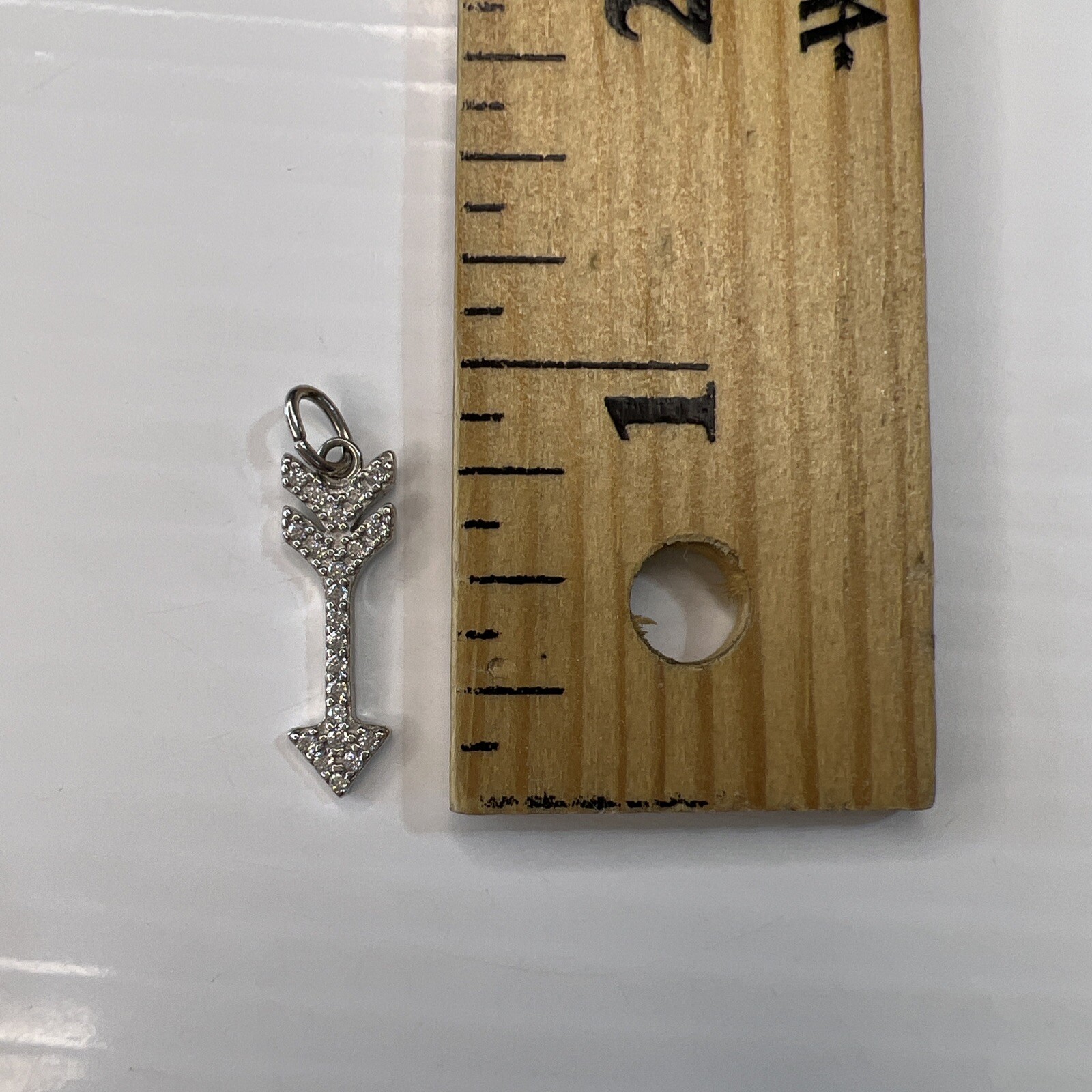925 Sterling Silver Retro Charm Pendant Arrow Pave CZ Crystals Love